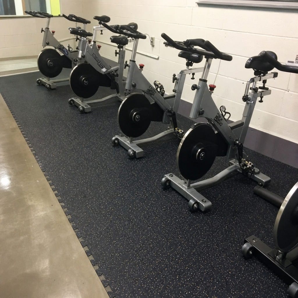 Customer photo review of 12mm Commercial Rubber Gym Tiles | 1m² Per Tile | Blue/Black & White/Black