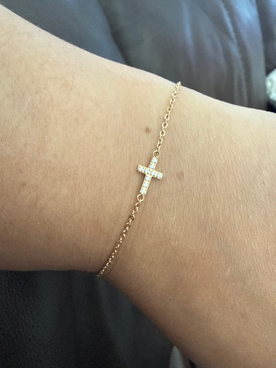 Customer photo review of Pavé Cross Bracelet
