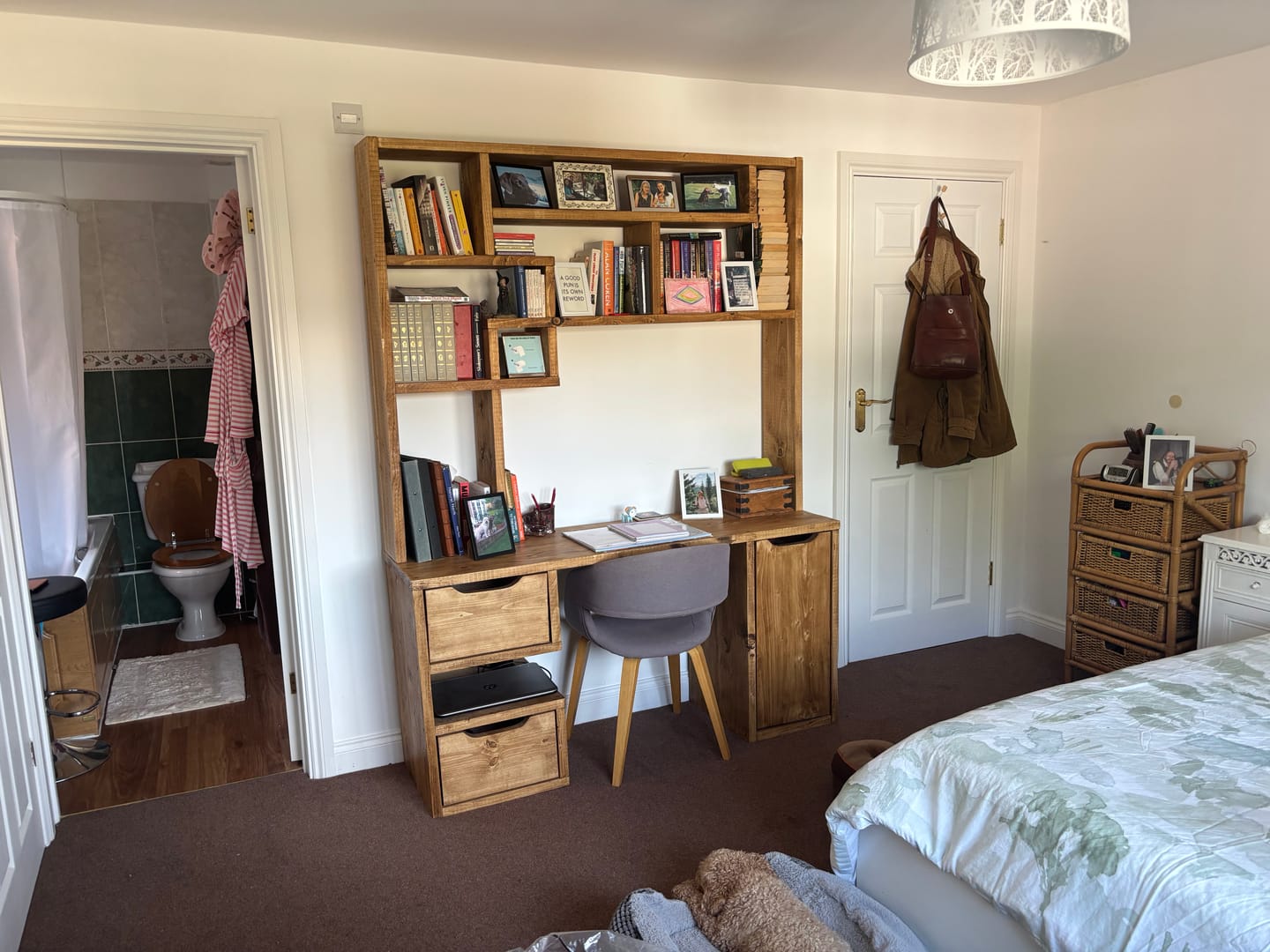 Customer photo review of Reclaimed Wood Bookcase & Shelving Units Desk - Rustic Open Shelving Storage - deskbc