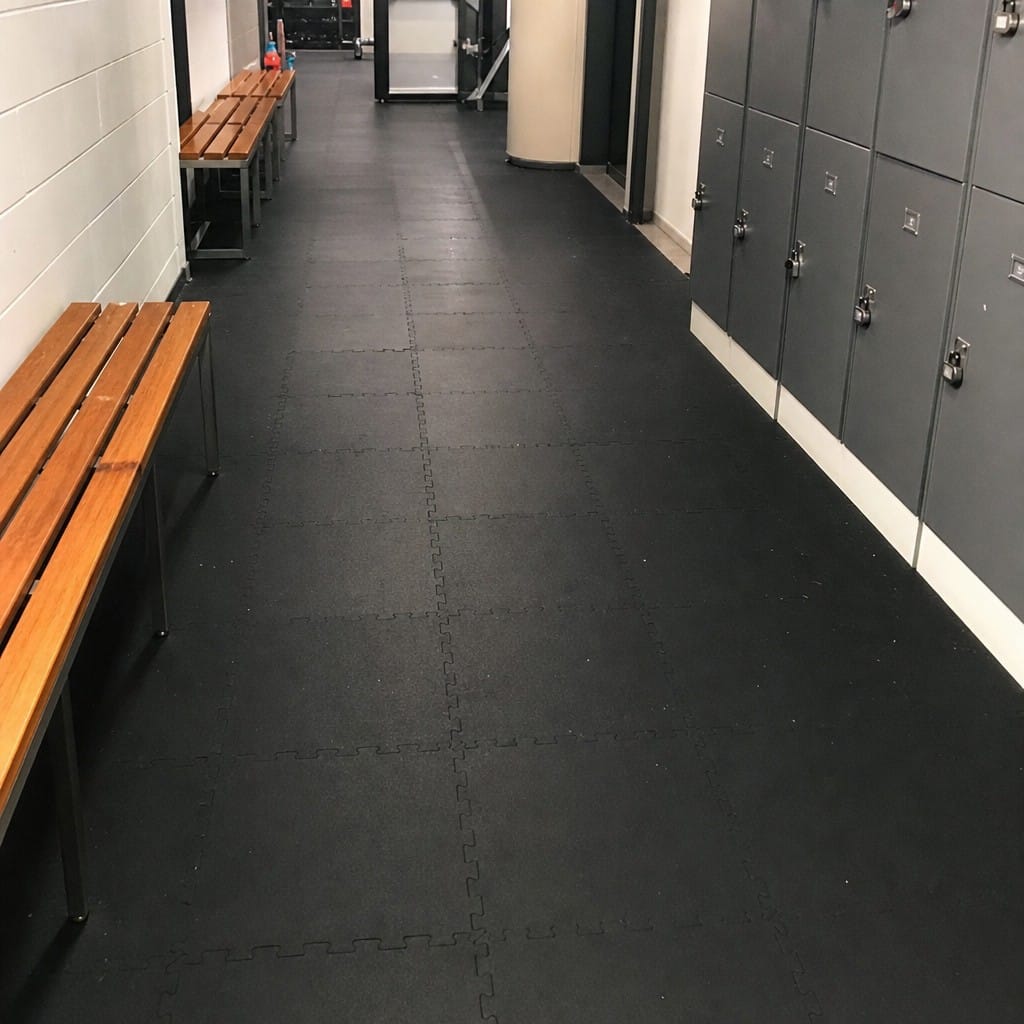 Customer photo review of 16mm Interlocking Rubber Gym Tiles | 500mm × 500mm | EN 13893 Certified | Commercial Grade