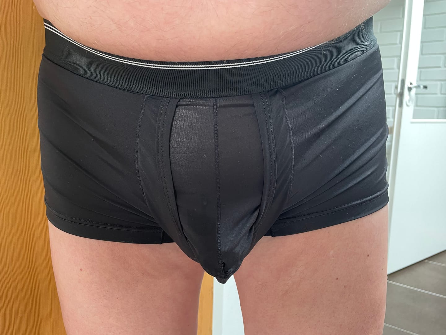 Customer photo review of 3 Pack Men's Mid-Rise Separation Breathable Elastic Trunks