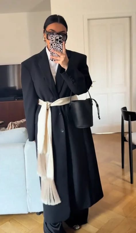 Customer photo review of Isabelle Fringe Tassel Satin Scarf Belt