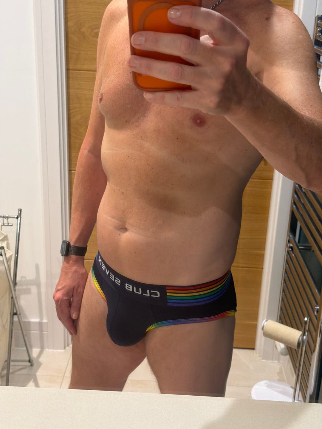 Customer photo review of Rainbow Pride Navy Briefs