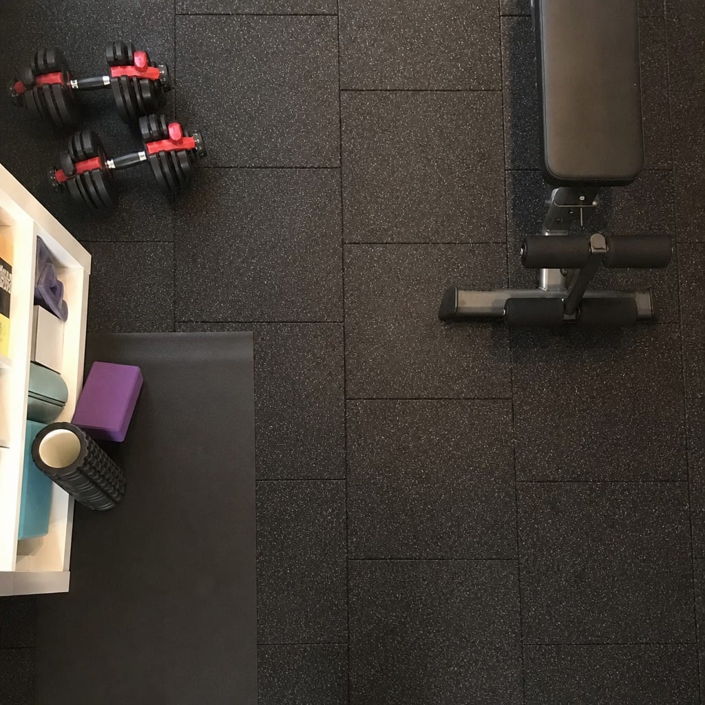 Customer photo review of 30mm Acoustic Rubber Gym Tiles | Soundproof Gym Flooring | 75 dB Noise Reduction | 200kg+ Drop Rated | EN 13893 Certified