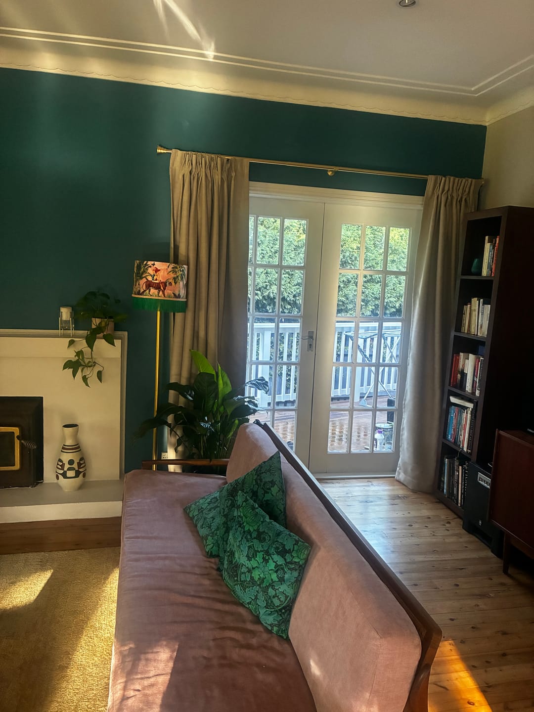 Customer photo review of Queen K Jungle Walk Pink Fringed Drum Lampshade