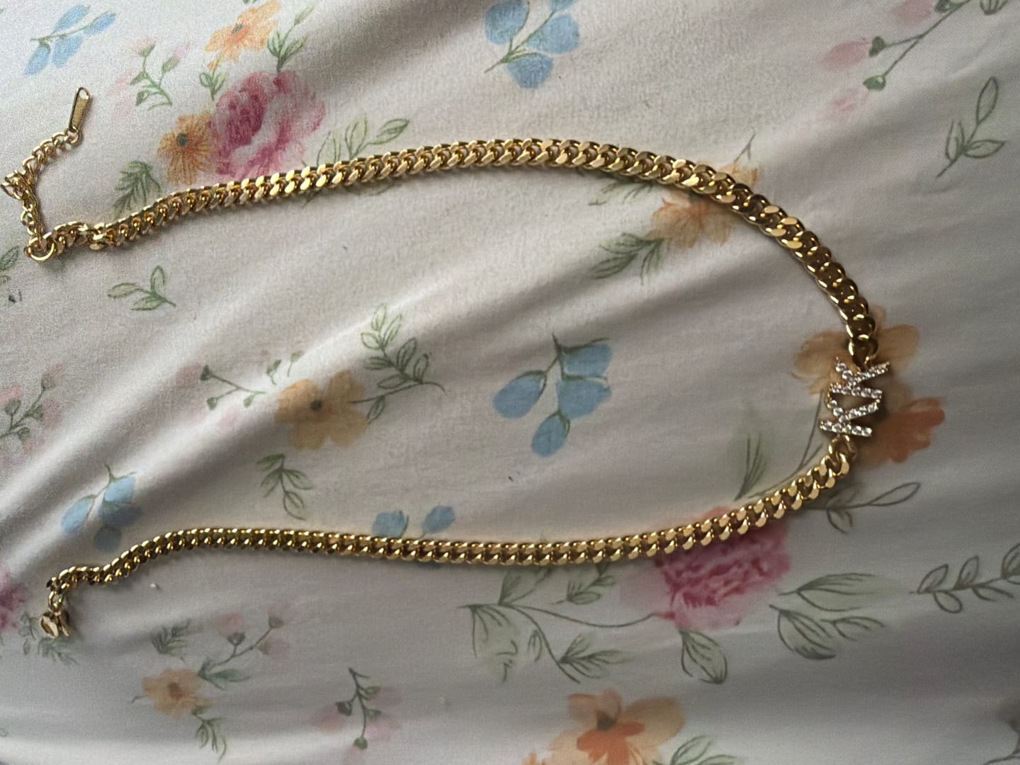 Customer photo review of Iced Initials Necklace w/ Cuban Chain