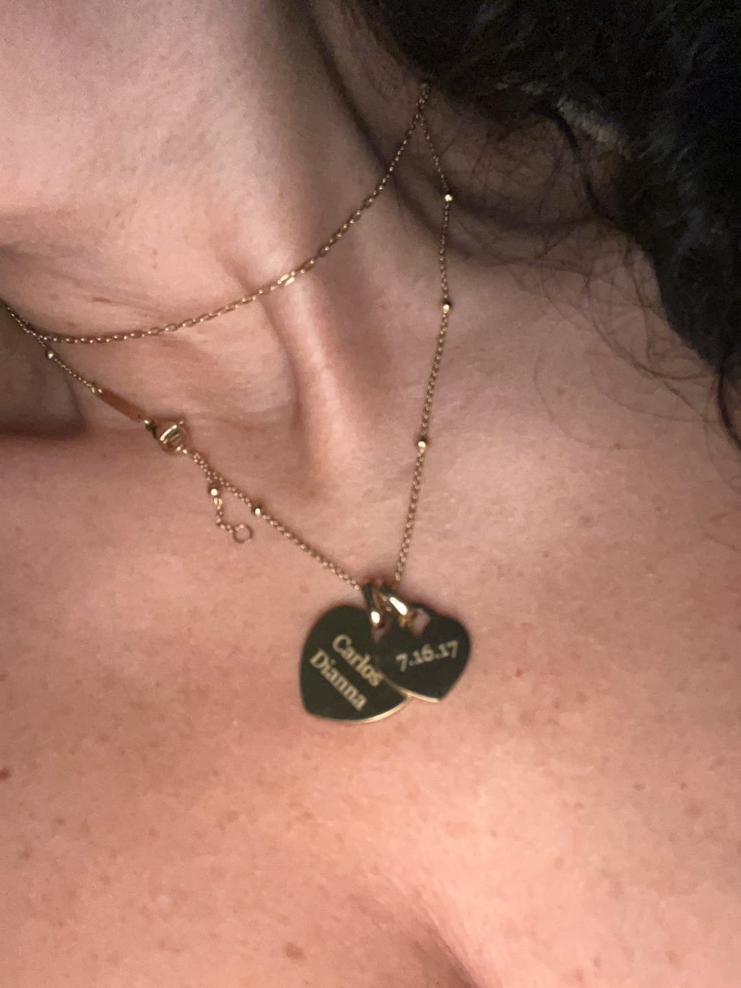 Customer photo review of Engravable Heart Pendant