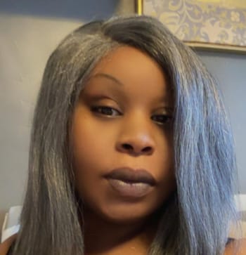 Customer photo review of Luvwin 5x5 Salt And Pepper Glueless Gray Color Pre-Cut Lace Straight Bob Wig For Black Women