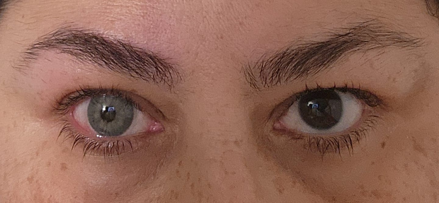 Customer photo review of Amazonia Icy Volcano Gray Prescription Colored Contact Lenses