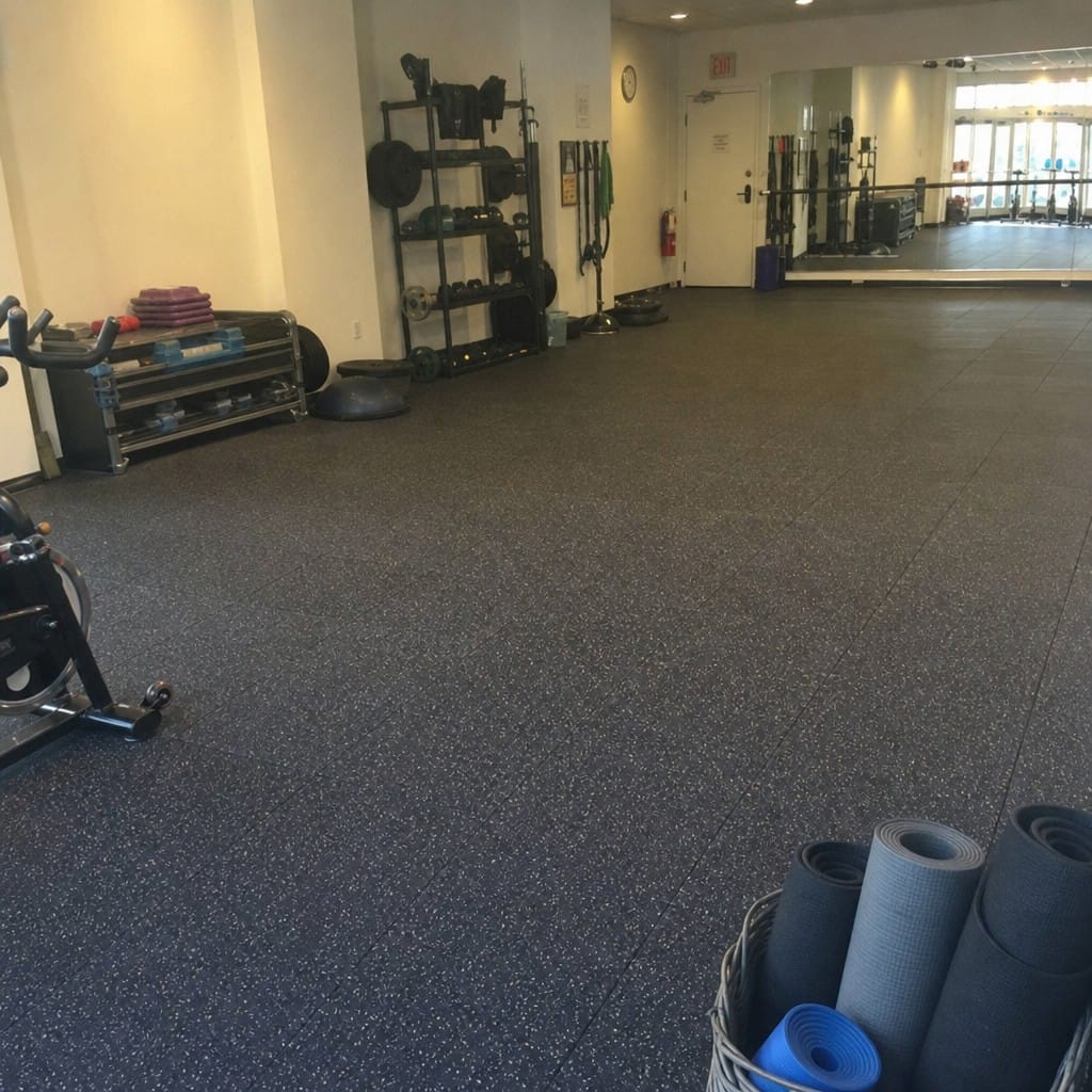 Customer photo review of 12mm Commercial Rubber Gym Tiles | 1m² Per Tile | Blue/Black & White/Black