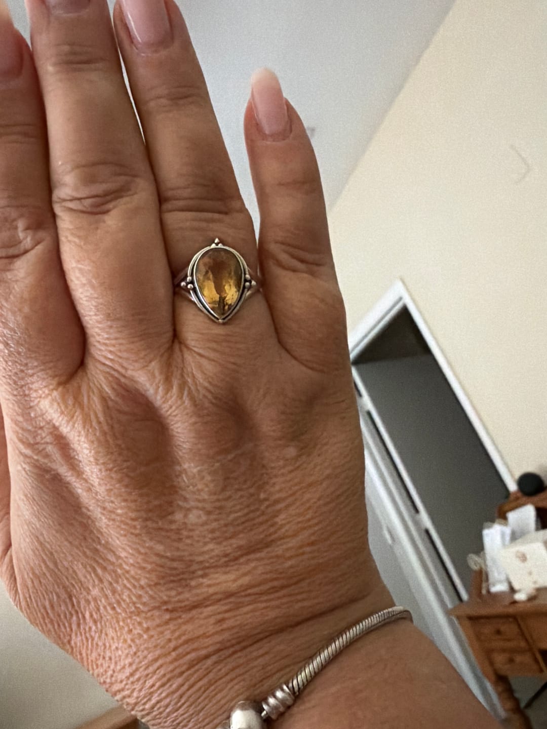 Customer photo review of Citrine Teardrop Ring Sterling Silver