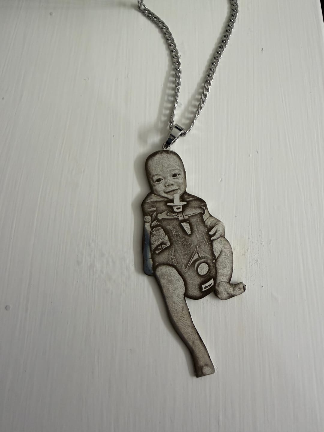 Customer photo review of Custom Logo Engraved Photo Pendant Necklace