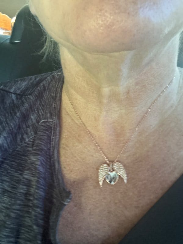 Customer photo review of Custom Angel Wing Photo Locket Necklace
