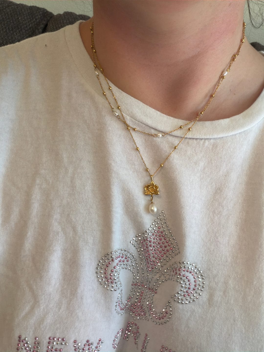 Customer photo review of Orchid Bloom Pearl Necklace