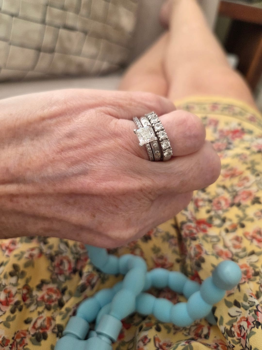 Customer photo review of White Gold 1ct Square Moissanite Slimline Dazzle Ring