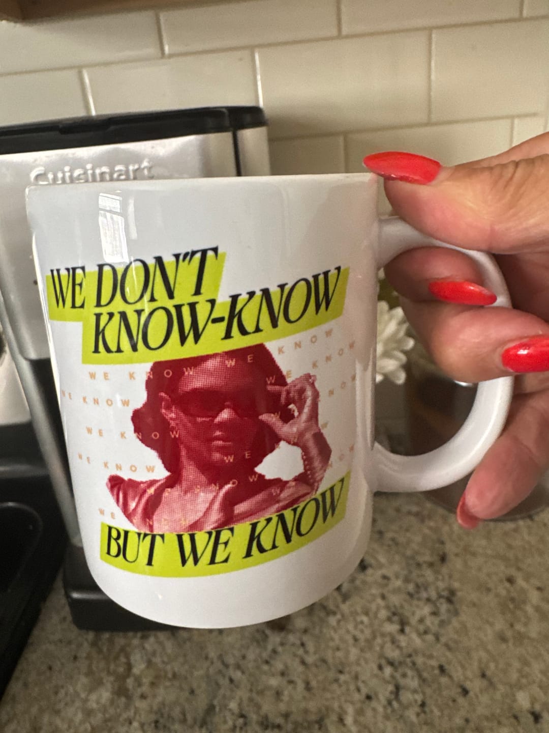 Customer photo review of We Know Neon Mug