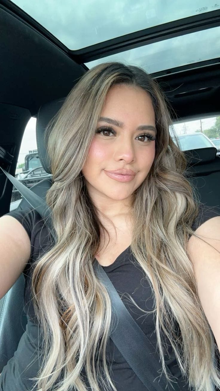 Customer photo review of Remy Seamless Genius Clip in Hair Extensions Ombre Brown #6/60/6