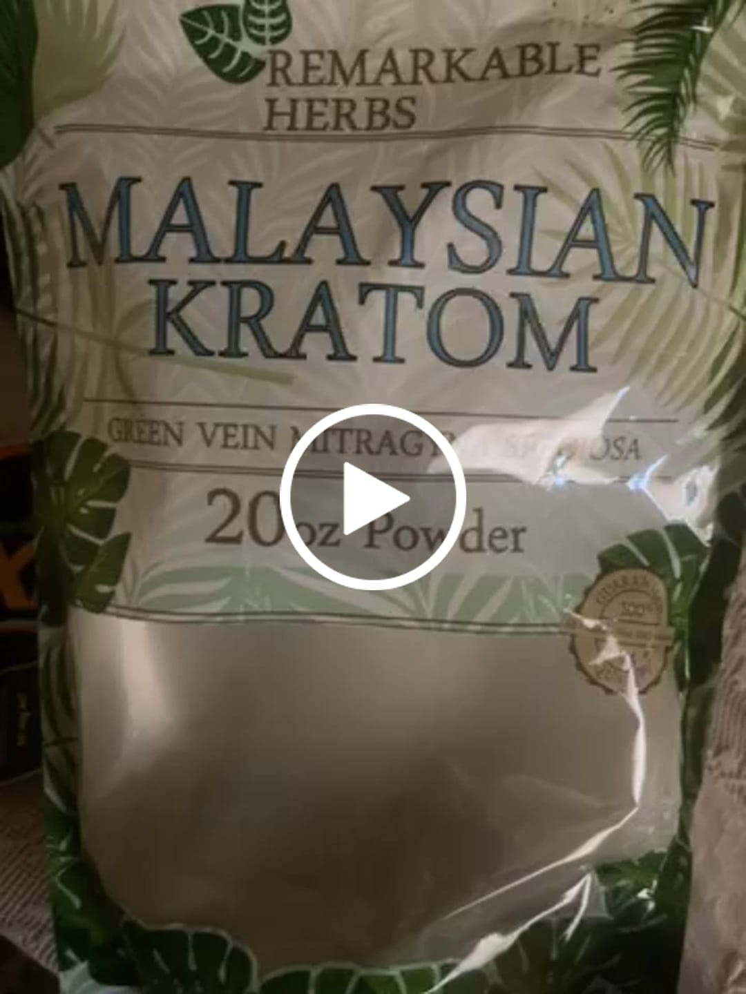 Customer video review of Remarkable Herbs Kratom Malaysian Green Vein Powder