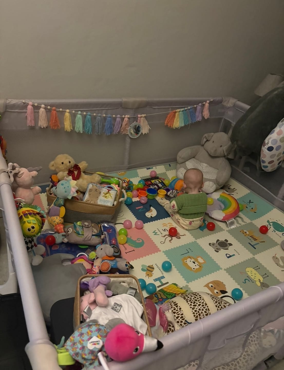 Customer photo review of Grey Brush Stroke & Alphabet Play Mat