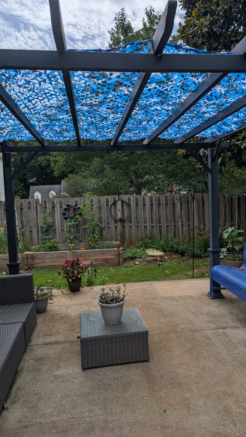 Customer photo review of Blue Camo Netting Sun Shade