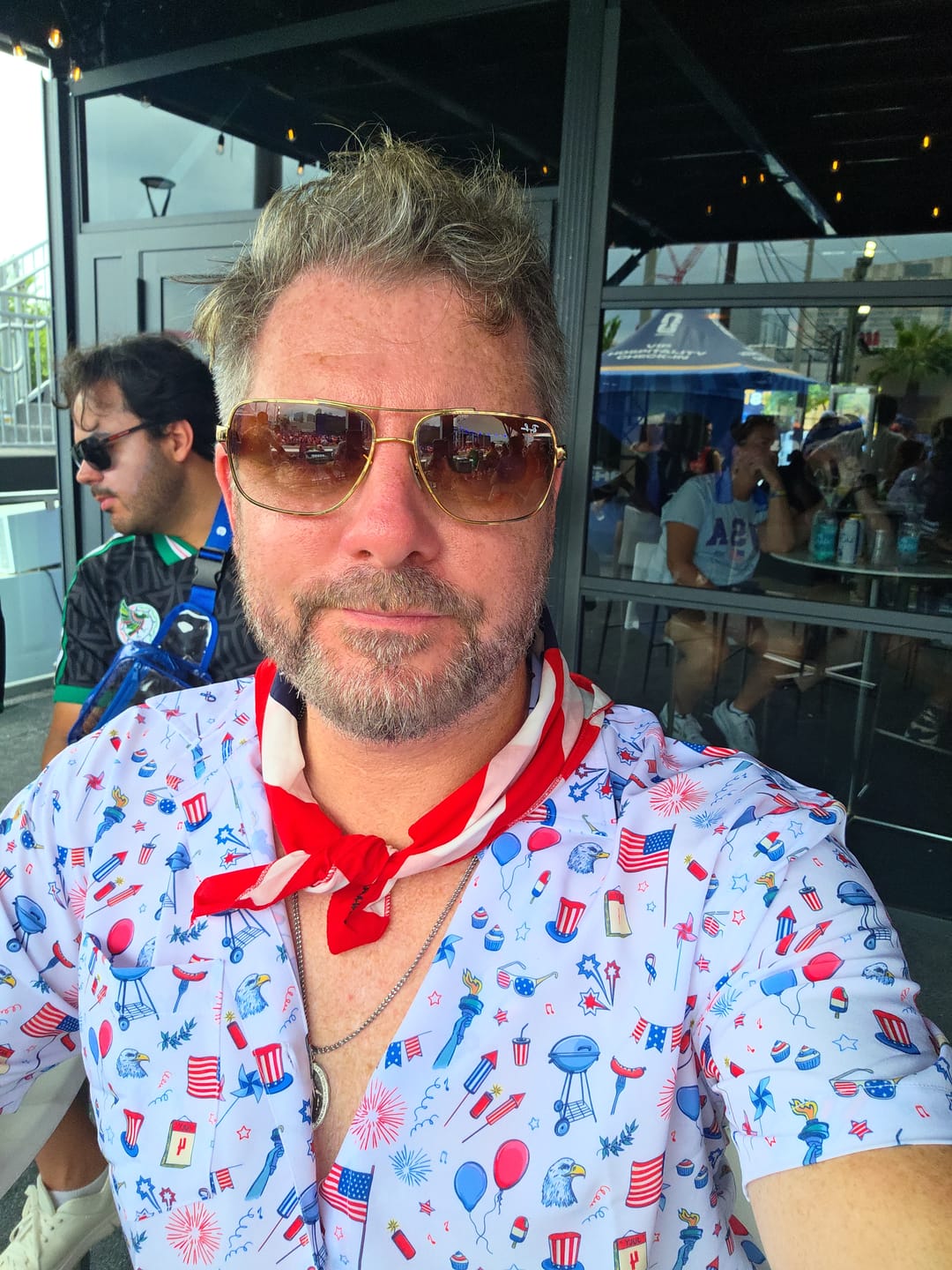 Customer photo review of Super Stretch - Independence Day Hawaiian Shirt