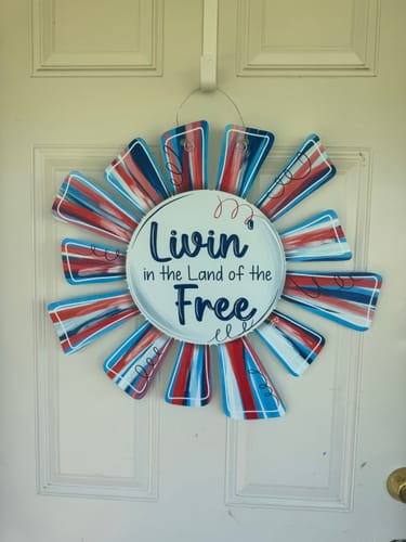 Customer photo review of Patriotic Color Burst Door Hanger