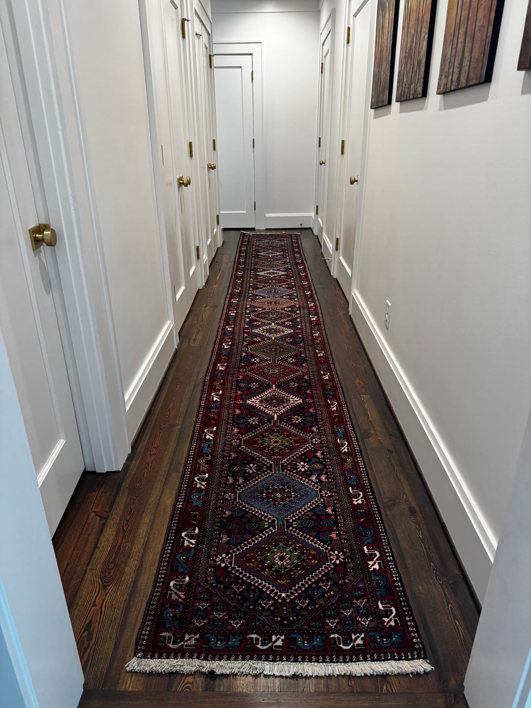 Customer photo review of Persian Tribal Runner Rug 2.6 x 20 ft, Antique Persian Shiraz Carpet for Hallway, Colorful Navy Blue