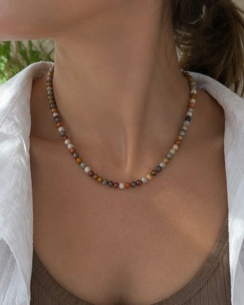Customer photo review of Agate Beaded Necklace