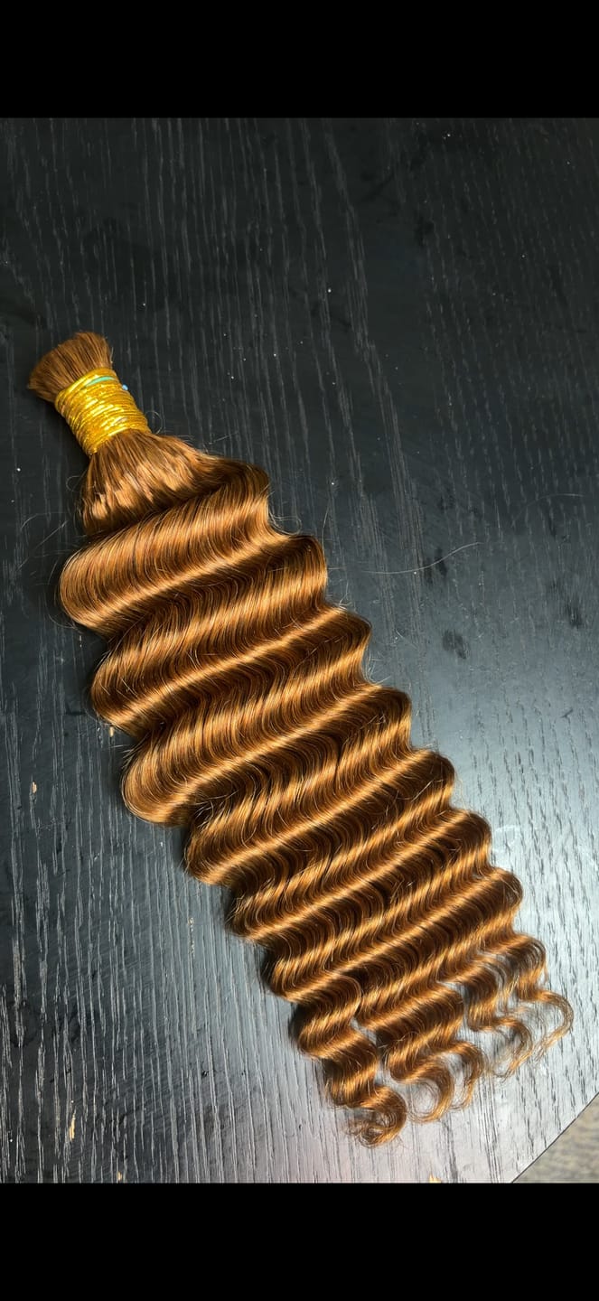 Customer photo review of #30 Light Brown Deep Wave Bulk Hair Extensions for Braiding