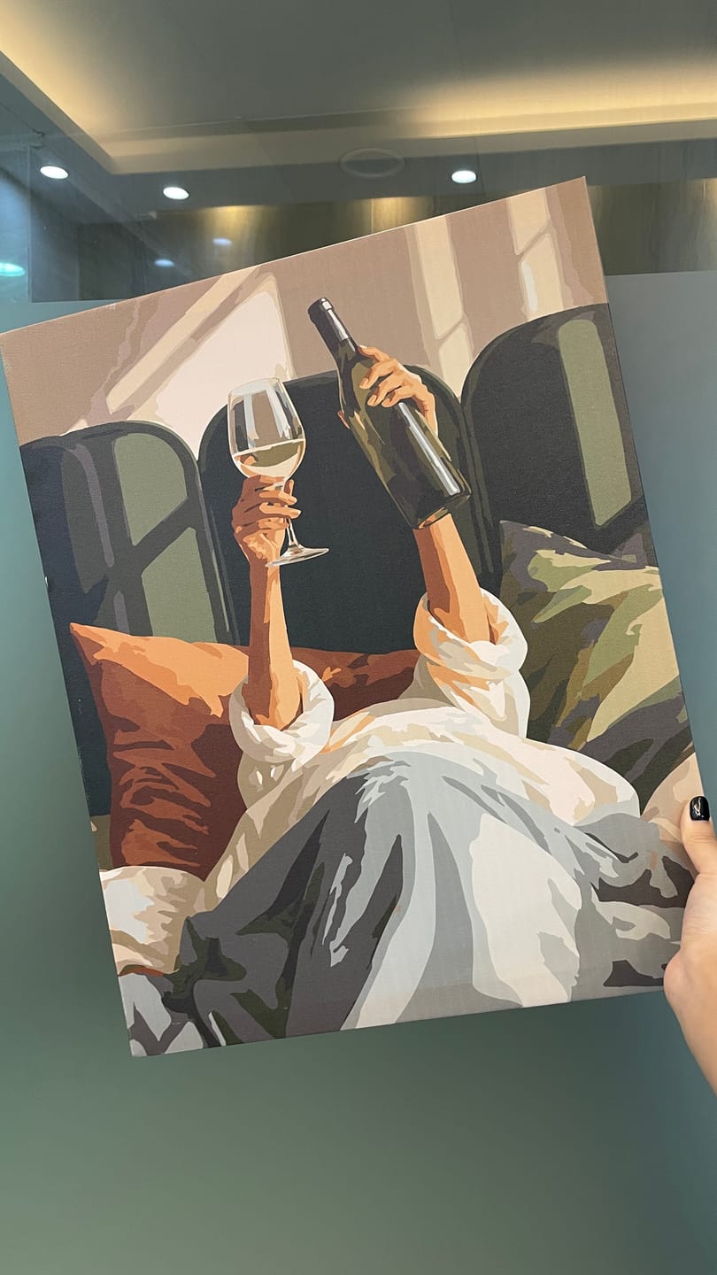 Customer photo review of Wine in Bed | Paint by Number