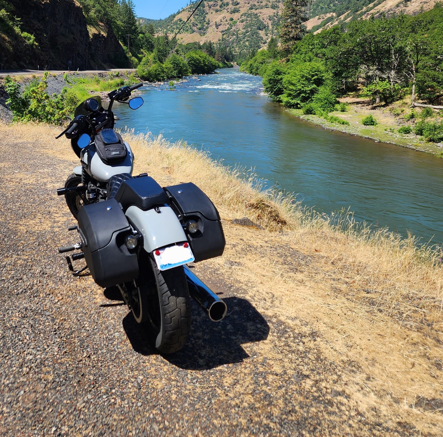 Customer photo review of 32L - Darkin Large Quick Mount Leather Wrapped Hard Saddlebags for Harley Softail Street Bob FXBB/S