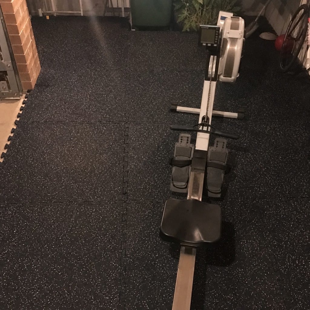 Customer photo review of 12mm Commercial Rubber Gym Tiles | 1m² Per Tile | Blue/Black & White/Black