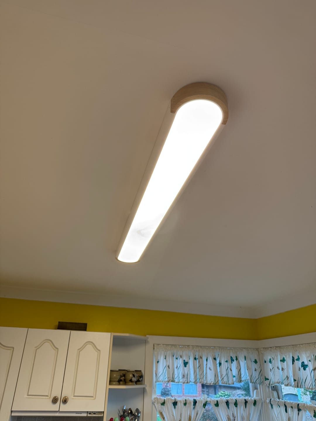 Customer photo review of Oval Led Flush Mount With Wood Accent