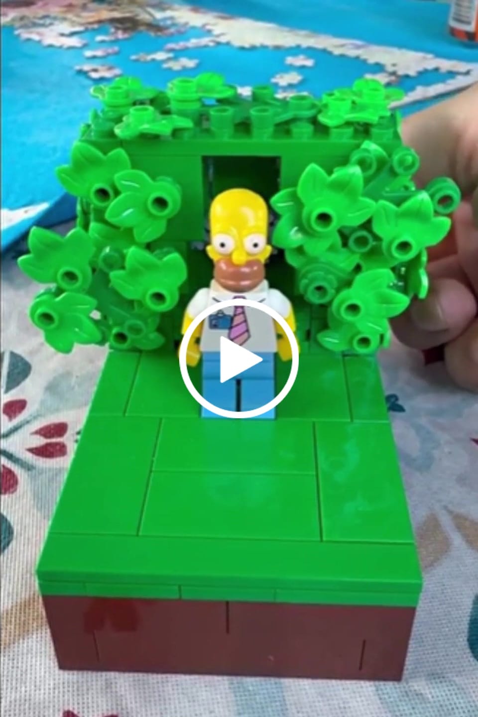 Customer video review of Buildable Homer in the Bushes Display Set