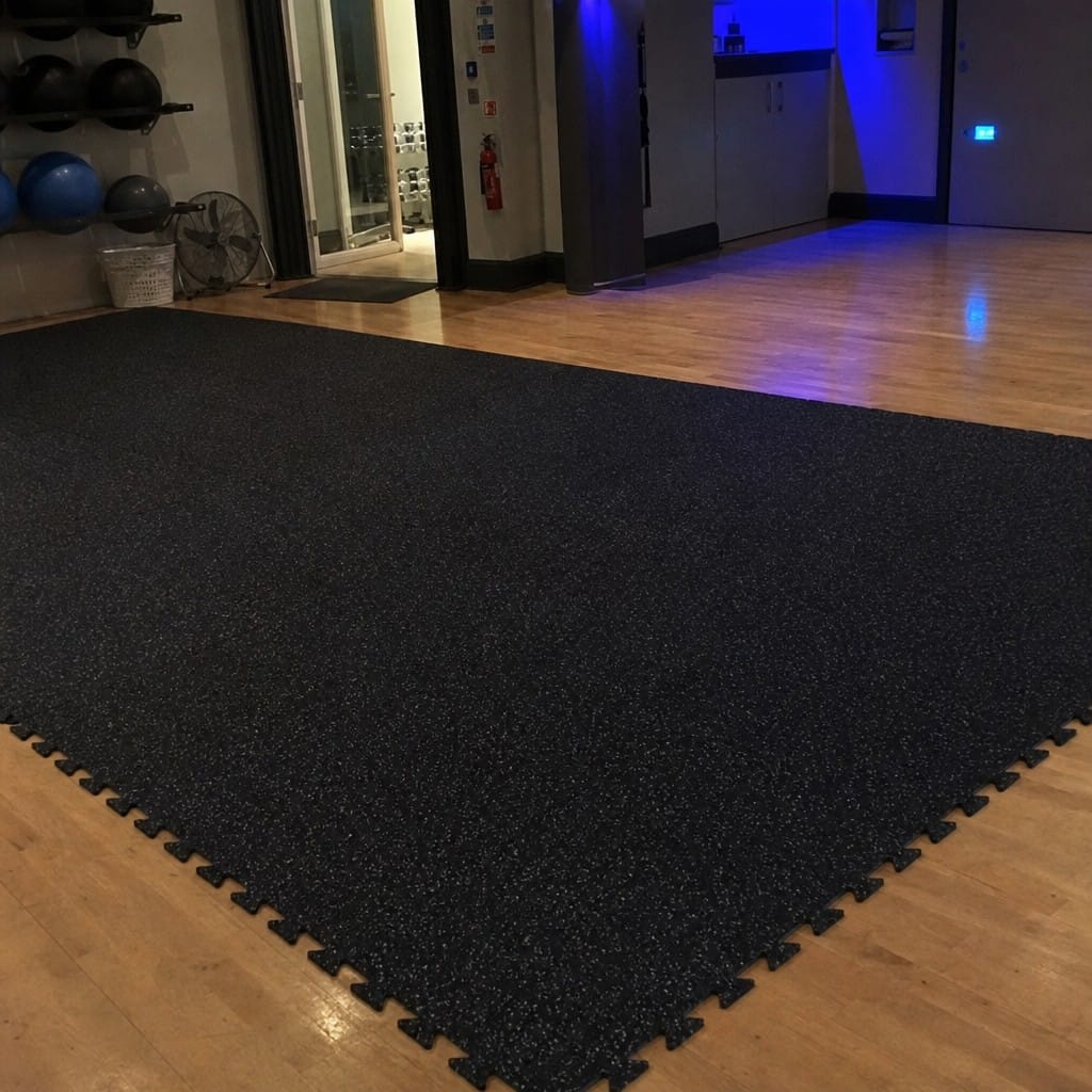Customer photo review of 12mm Commercial Rubber Gym Tiles | 1m² Per Tile | Blue/Black & White/Black