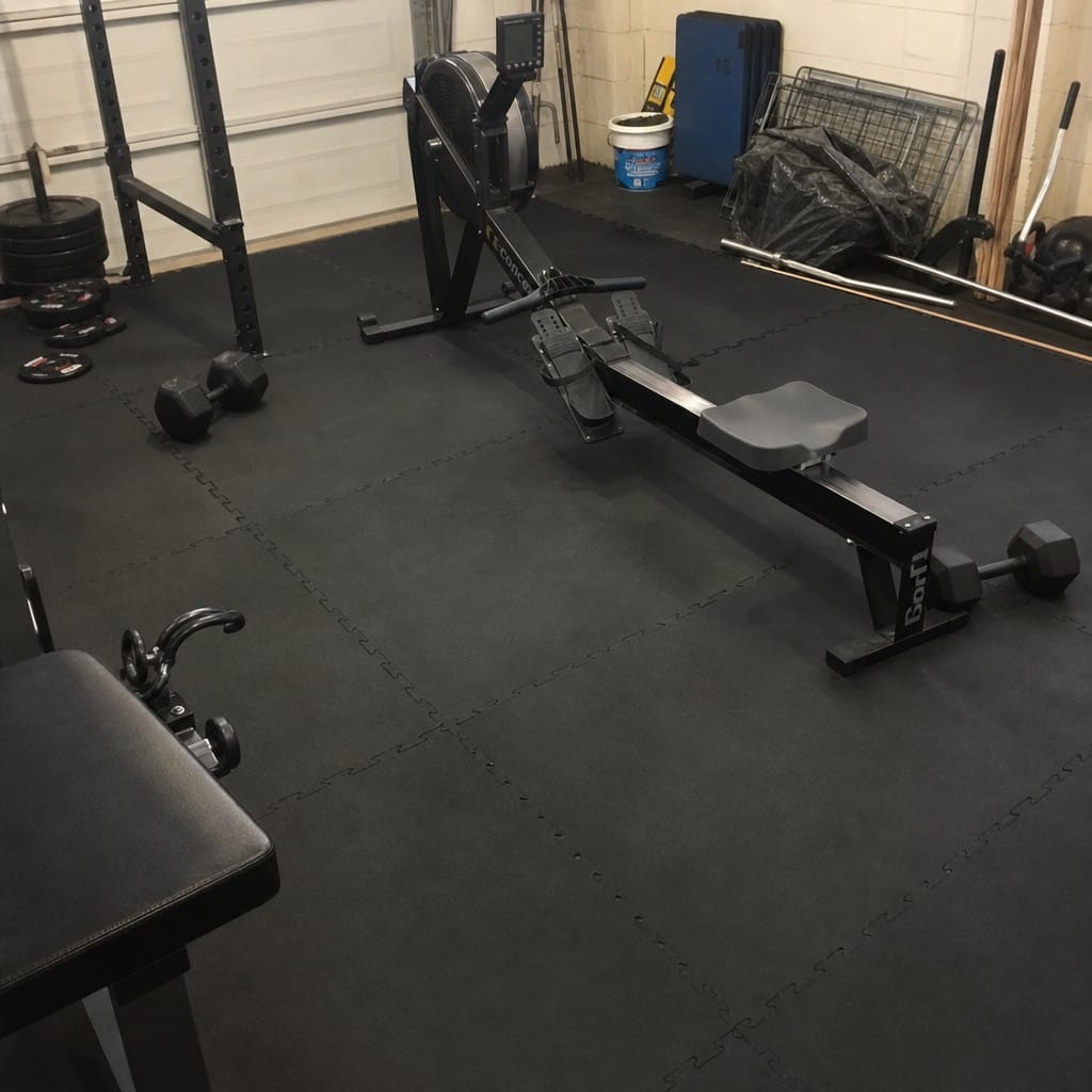 Customer photo review of 16mm Interlocking Rubber Gym Tiles | 500mm × 500mm | EN 13893 Certified | Commercial Grade