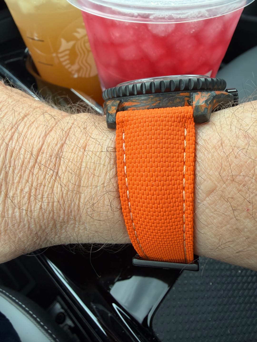Customer photo review of Sailcloth Rubber Buckle - Orange/White