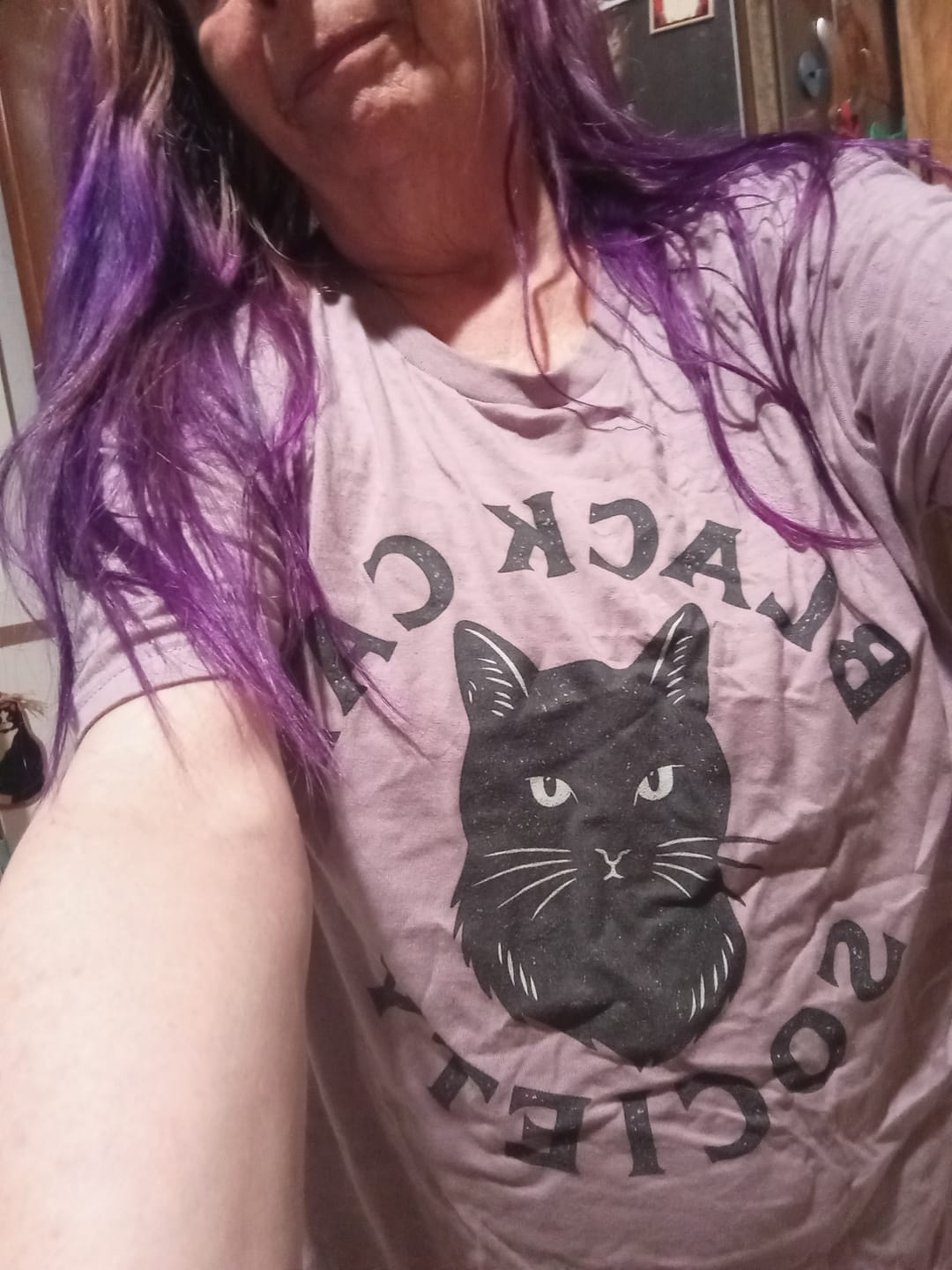 Customer photo review of Black Cat Society Tee