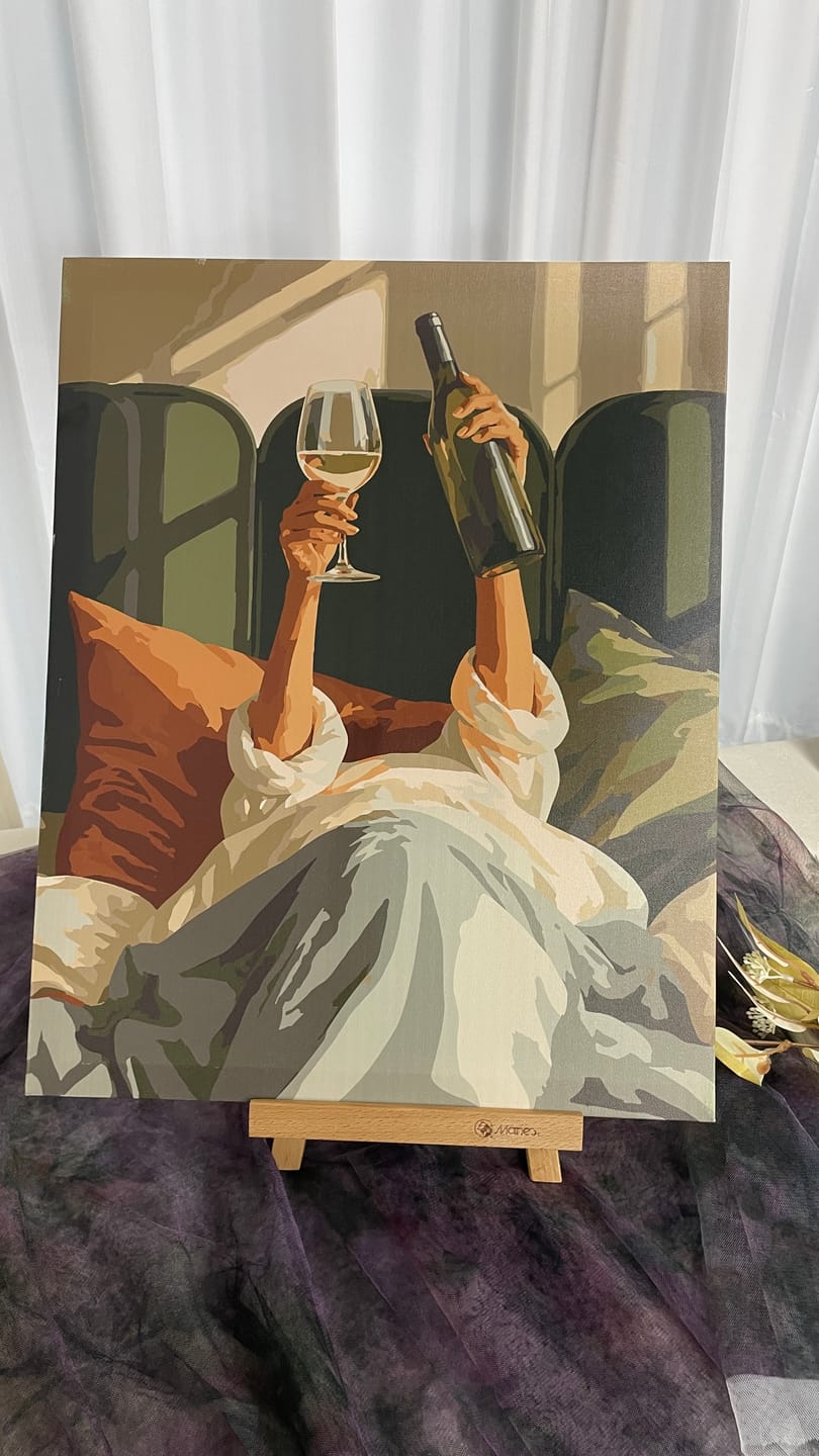 Customer photo review of Wine in Bed | Paint by Number