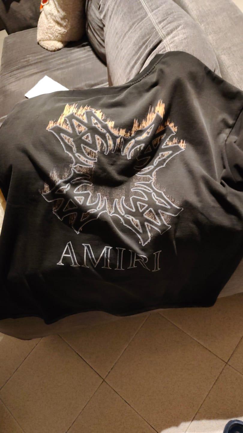 Customer photo review of T-shirt AMIRI stampa quad flames oversize nera delavè