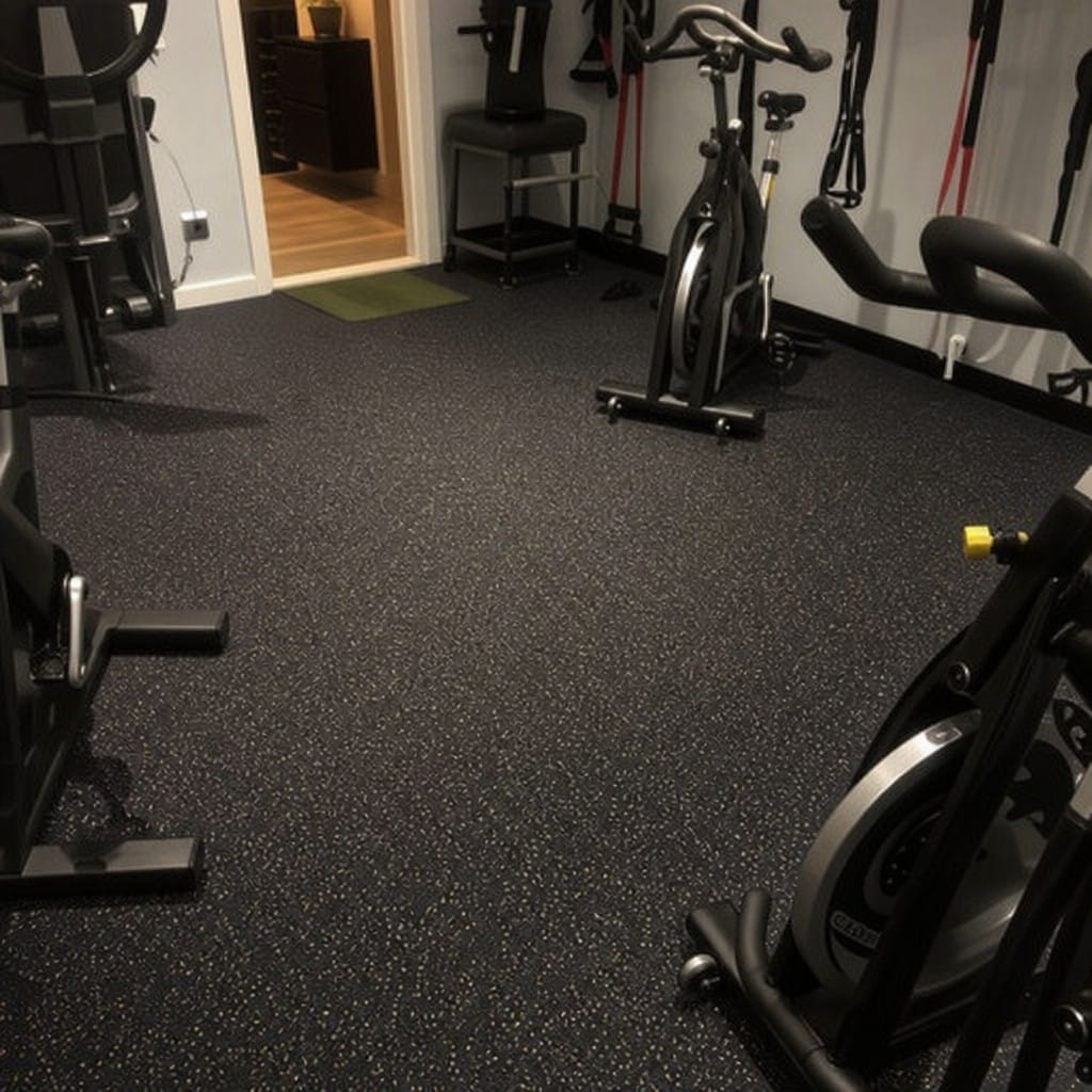 Customer photo review of 12mm Commercial Rubber Gym Tiles | 1m² Per Tile | Blue/Black & White/Black