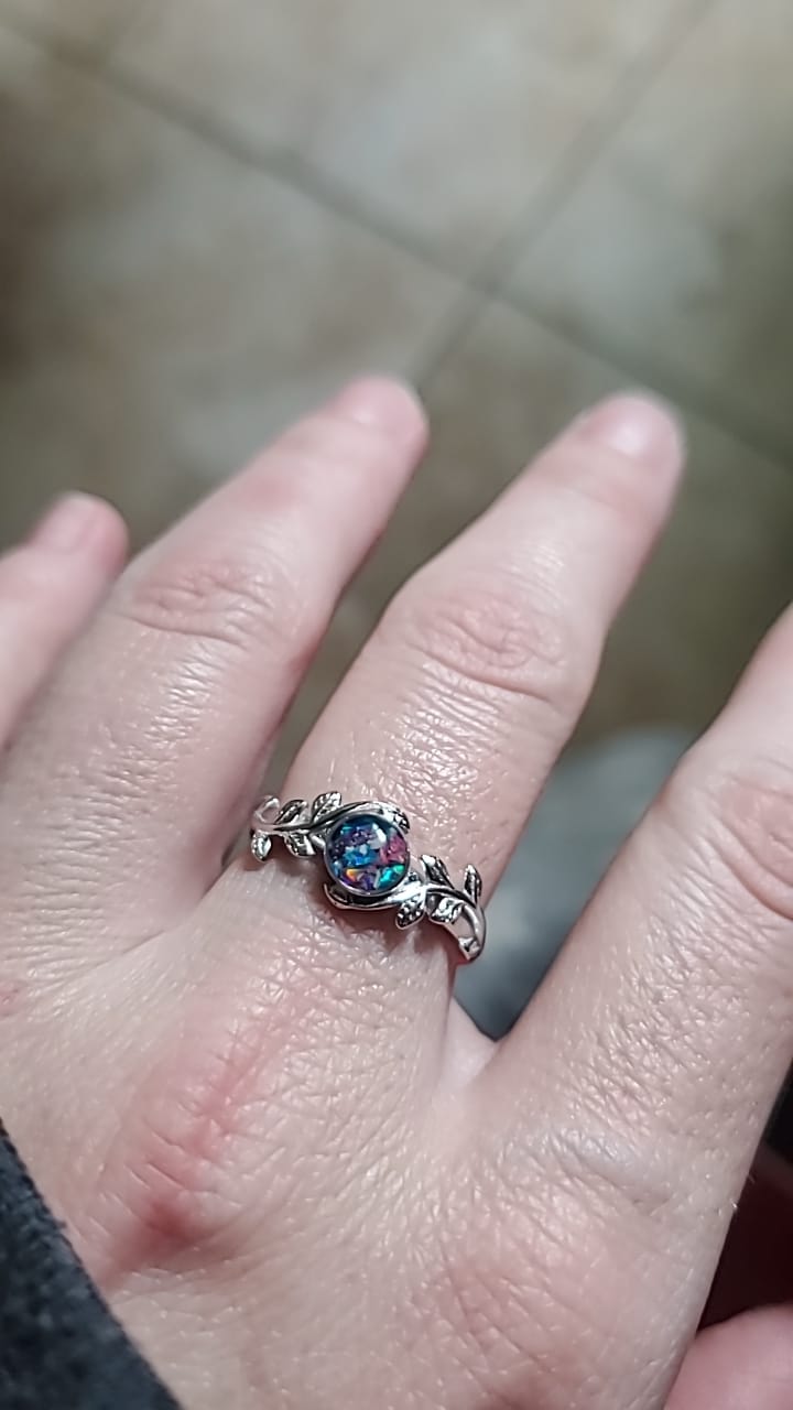 Customer photo review of Leaf Opal Cremation Ring