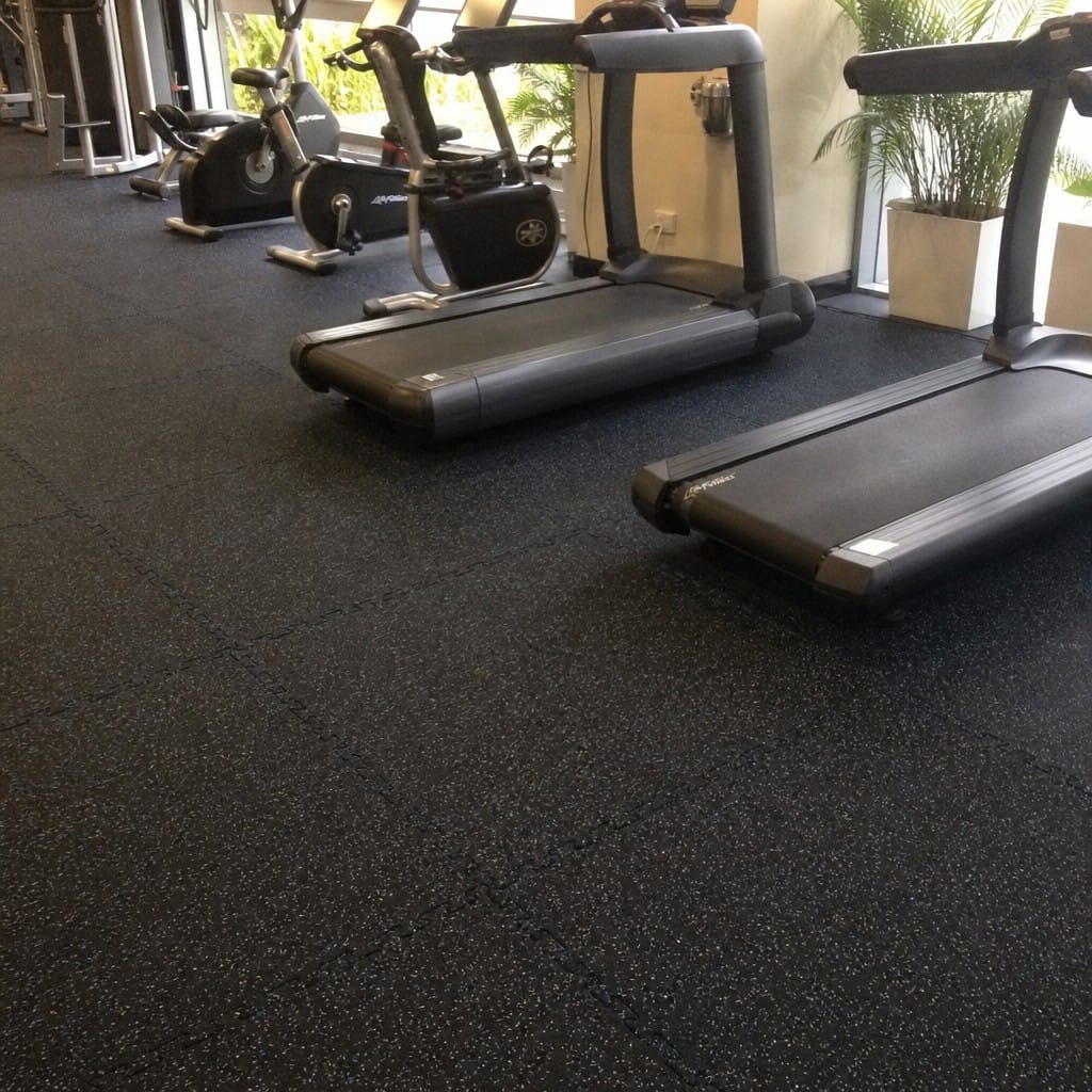Customer photo review of 12mm Commercial Rubber Gym Tiles | 1m² Per Tile | Blue/Black & White/Black