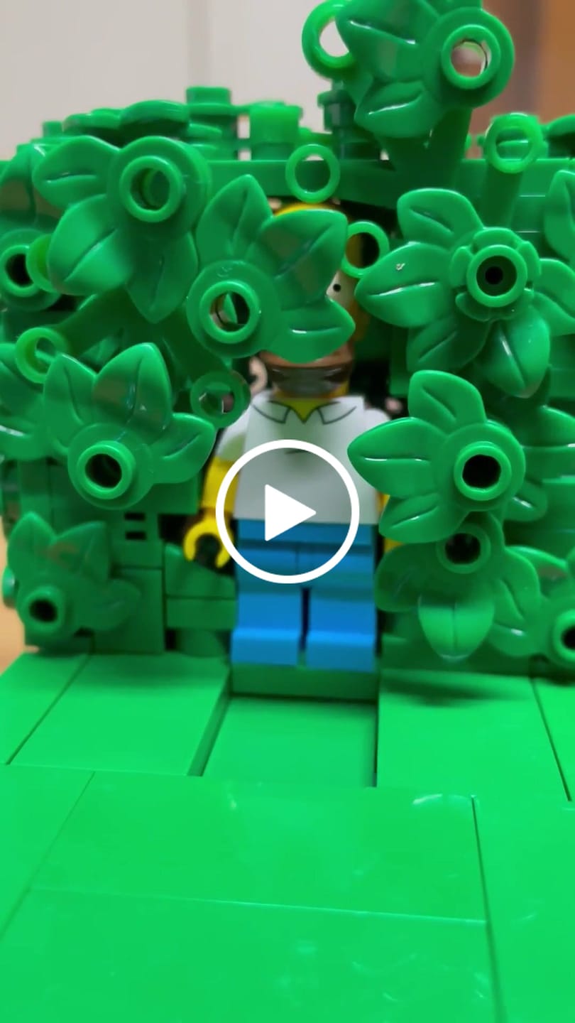 Customer video review of Buildable Homer in the Bushes Display Set
