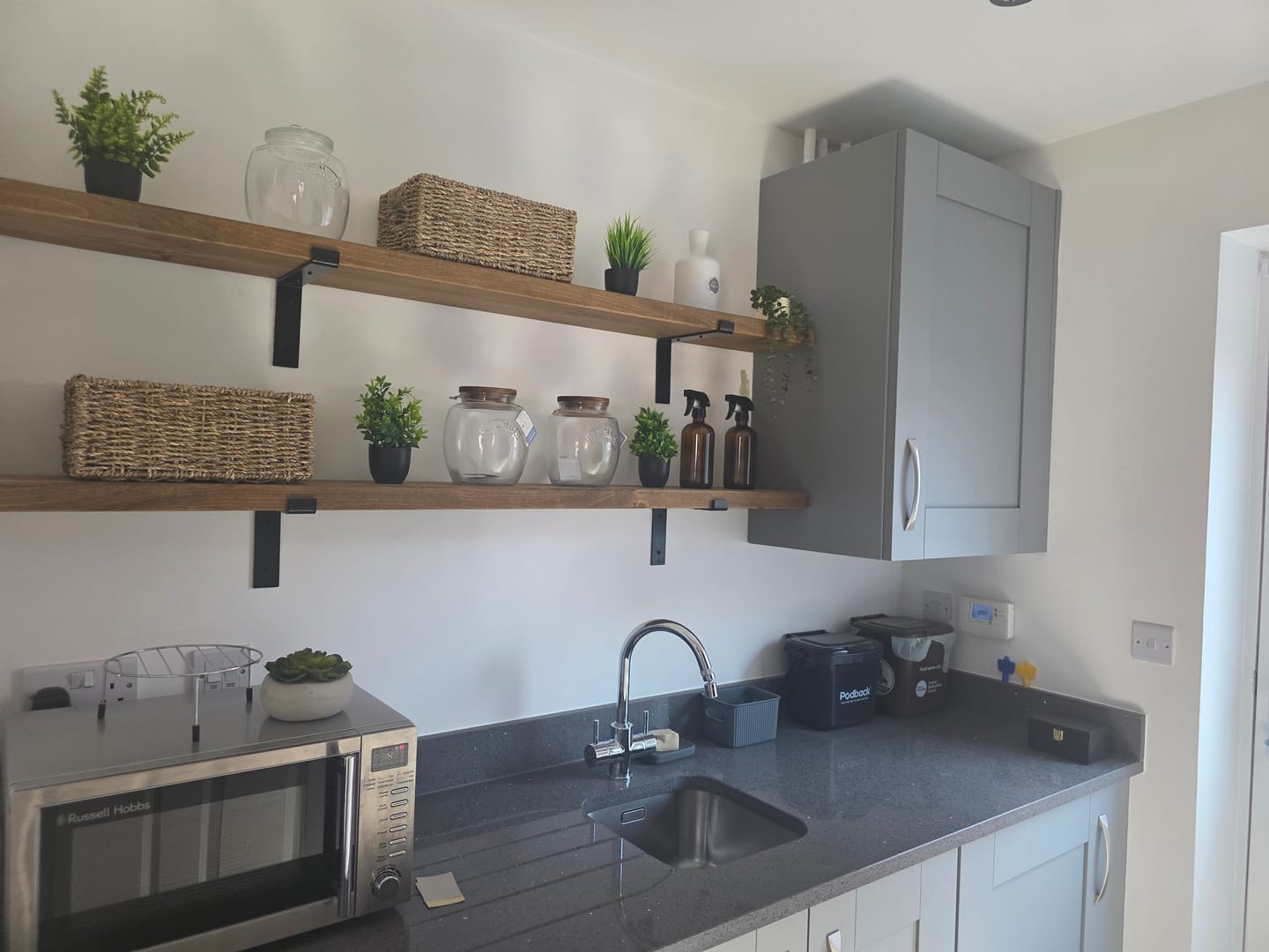 Customer photo review of Set of 2 | Rustic Wooden Wall Shelves with Industrial Style Bracket | 20cm depth