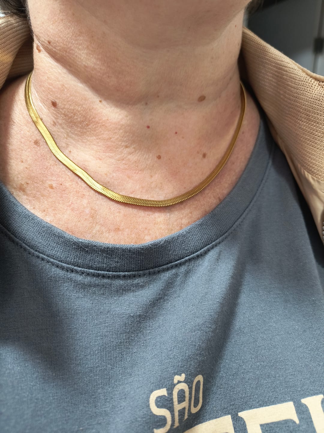 Customer photo review of Colar de Corrente Slim Banhado em Ouro 18k