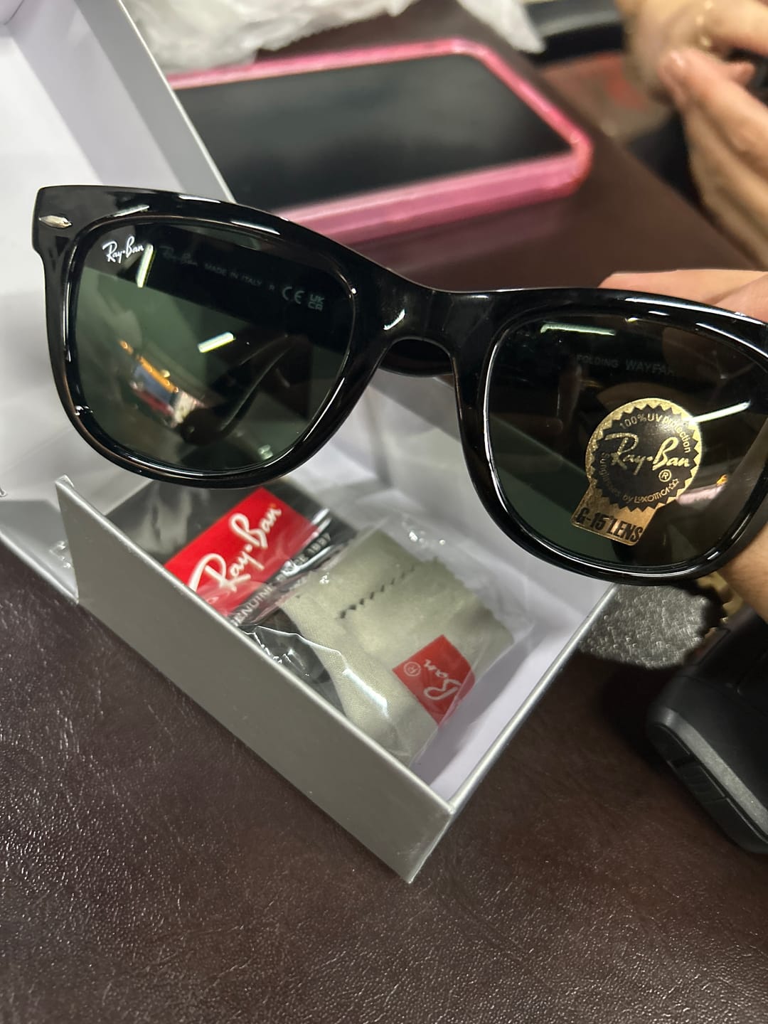 Customer photo review of Lentes De Sol Rb Wayfarer Reverse Rb0502s Negro Brilloso Verde