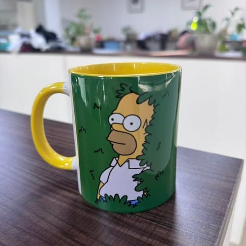 Customer photo review of Homer in the Bush Accent Coffee Mug
