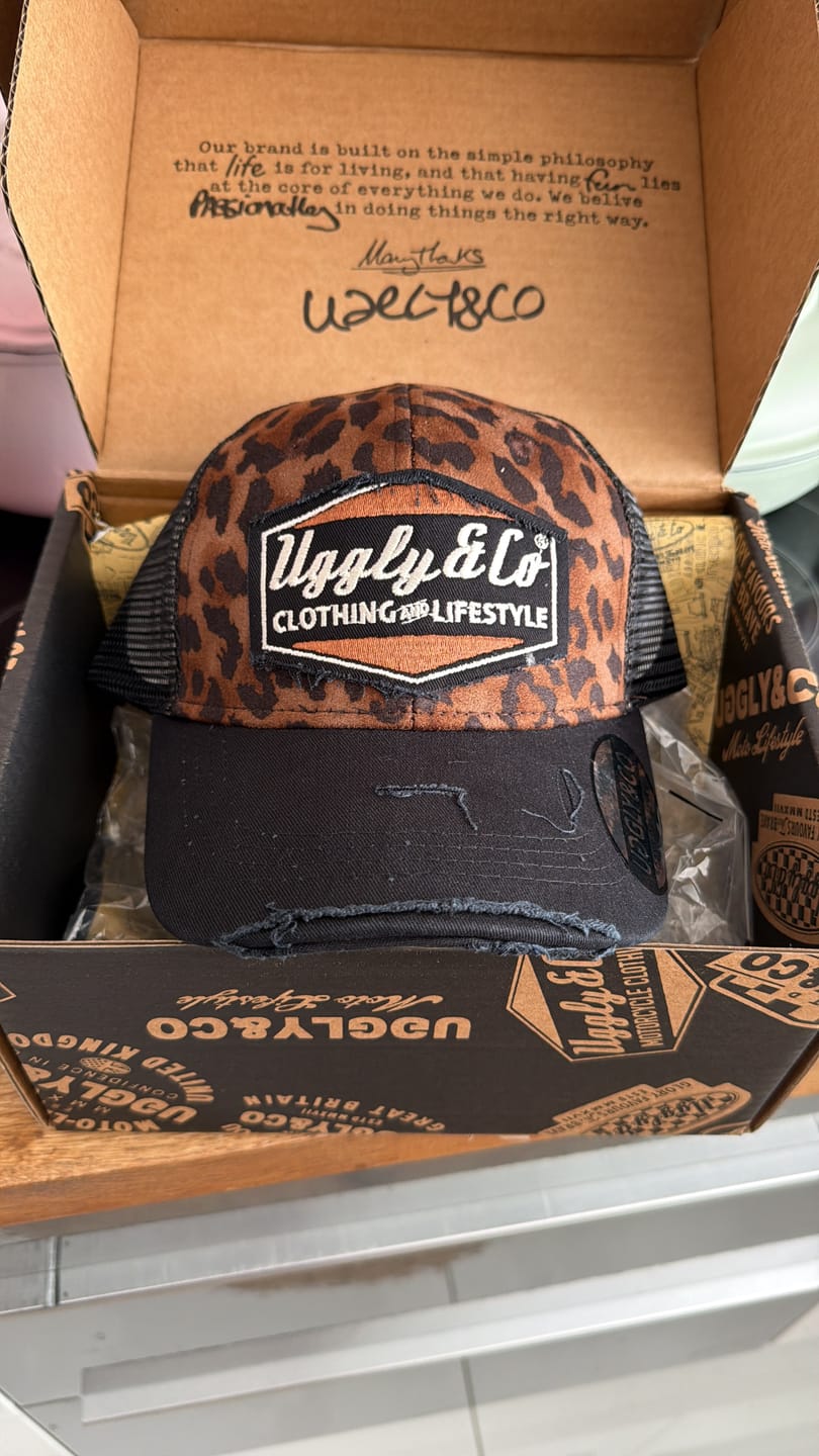 Customer photo review of Leopard Print Diamond Trucker Hat