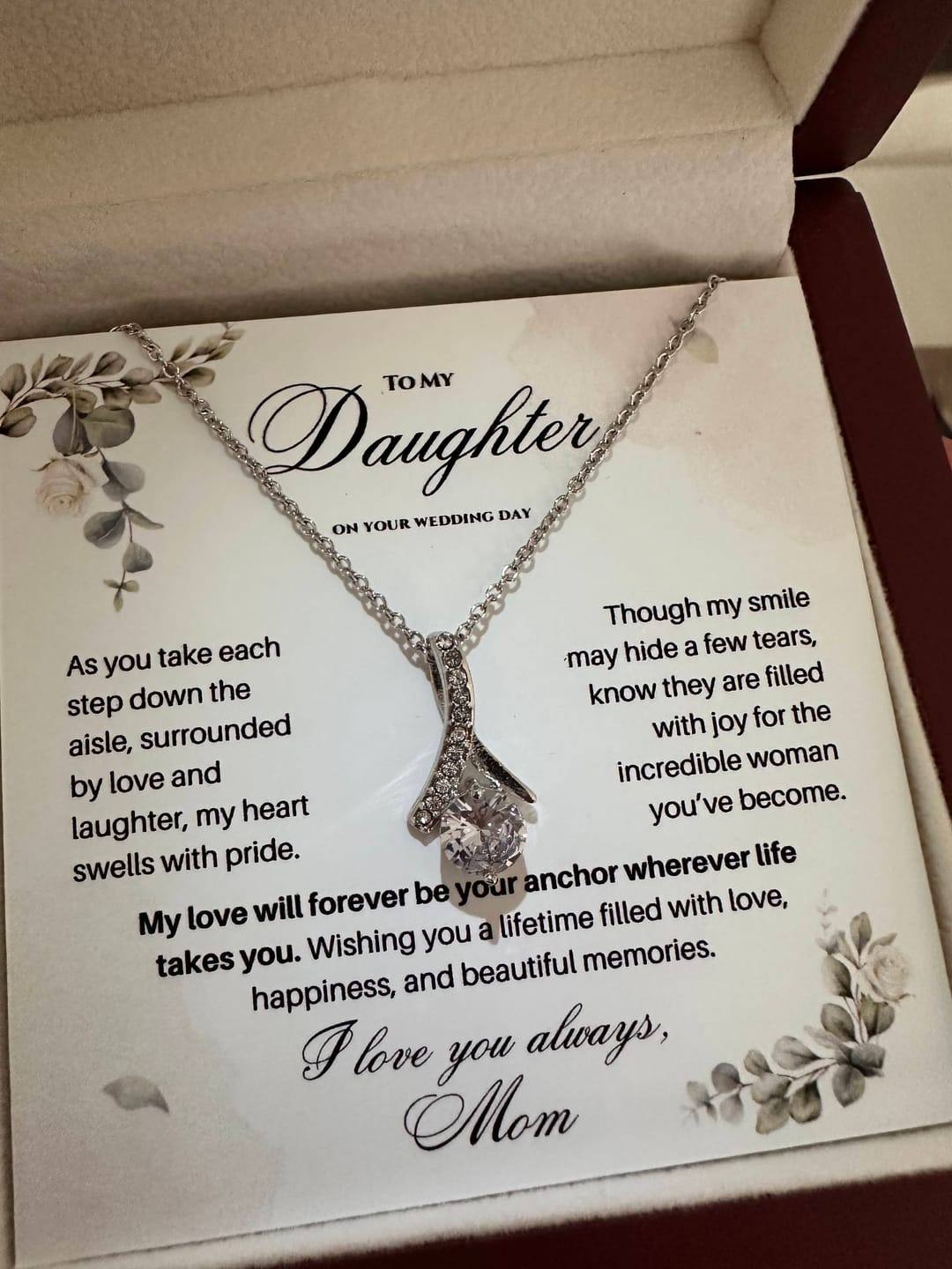 Customer photo review of To My Daughter On Your Wedding Day – Forever Your Anchor Necklace (D35)